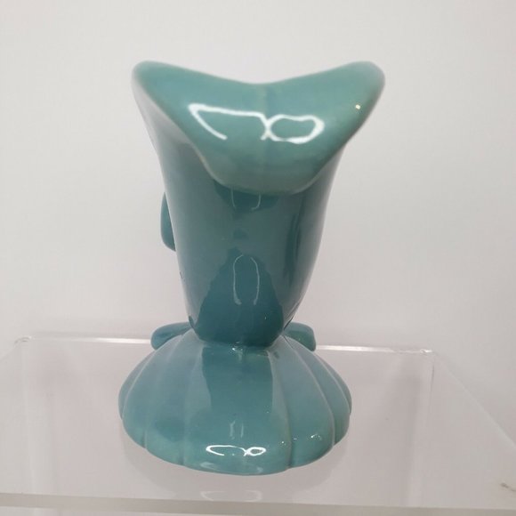 Vintage HAEGER Pottery Planter Blue Aqua Turquoise Clam Shell Wave Green Foil - Picture 3 of 12